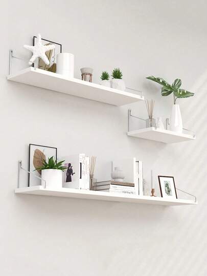 1pc No Drill One-Shelf Wall Mounted Floating Shelf For Books, Plants, Decor, Dorm Room Wall Hanging Storage Rack