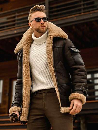 Chaqueta de cuero compuesto para hombre talla grande, terciopelo mate liso, forrada de felpa gruesa, abrigo cálido y robusto