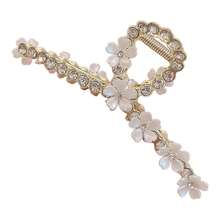 Women Large Metal Frame Sparkling Rhinestone Hair Claw Clips For Long Short Straight Curly Hair - 銀色 - 查看 2