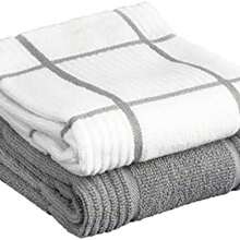 T-Fal Textiles - Toallas de Cocina de 2 Unidades, parquet, slido/Cheque, Paquete de 2, Gris, 2 Unidades - gris - Ver 2