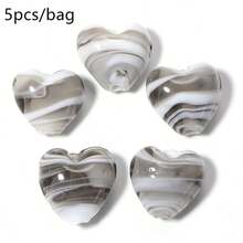 5pcs Of 15mm Striped Heart Czech Glass Loose Spacer Beads, Suitable For Handmade Bracelets, Earrings, Necklaces, And Phone Chain Accessories. - 5pcs/pack - View 22