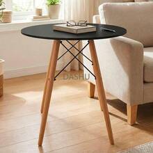 Mesa Comedor Estilo Eames Comedor Laminada Antecomedor Mesa Eames Redonda Desayunador para 2 o 3 Personas Mesa para Hogar y Mesa de Trabajo para Oficina (Negro 60 * 60) - Negro 60*60 - Ver 2