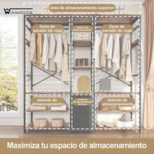 Closet Multifuncional,Armario de Ropa Industrial - Ideal para Dormitorio o Boutique - Marrón - Ver 7