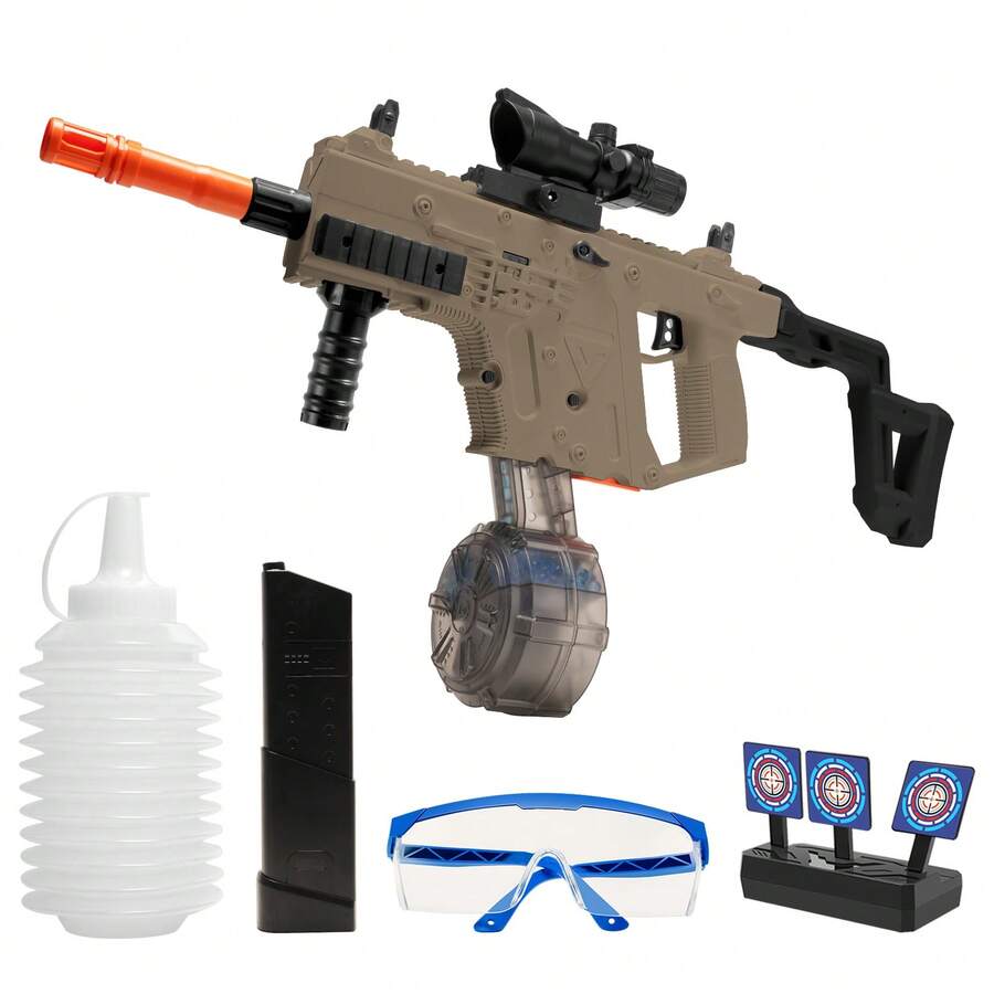 CiJL New VECTOR Electric Gel Ball Gun Toys, Automatic And Manual Double Shooting Modes Water Beads Blaster Toys With Large Magazine & Elastic Bottle, Suitable For Outdoor Shooting Games, The Gifts For Birthday/Holidays/Festival/Christmas, No Include Gel Balls - 駝色 - 查看 1