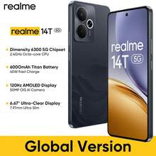Realme 14T 5G 8GB+256GB 5G LTE, Global Version, Unlocked Cellphone, Andriod 15 Smartphone With NFC, 6.67'' OLED 120Hz Display, 6000mAh Battery Cell Phones, 50M Camera Mobile Phone 7.9mm Thin, No Adaptor - Black - View 12