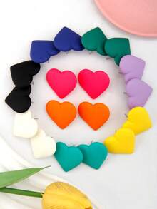 Betykuku 9pairs/Set Heart Design Stud Earrings Valentines,Mom,Mother,Mother's Day,Gift - Multicolor - View 11