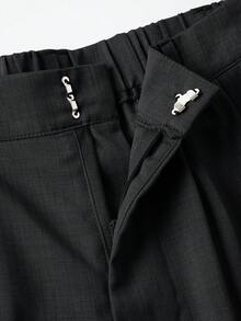 Quần tây ống đứng cạp cao kiểu vintage SMILE CHIC PETITE dành cho học sinh, chất liệu nhẹ, thoáng khí, dáng rộng, ôm sát, phù hợp cho đi làm, đi học hoặc mặc hàng ngày vào mùa xuân/hè. Màu đen. - màu đen - Xem 6