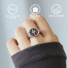 Anel Personalizado de Moda Minimalista de Prata 925 com Bússola para Mulheres - Prata - Visão 2