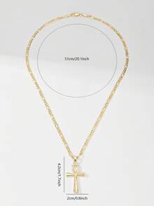 1pc Classic European & American Style Copper Inlaid Zirconia Cartoon Cross Pendant Necklace, Limited Edition "Light Of Guardian", Suitable For Christmas/Thanksgiving/Halloween/Mother's Day/Valentine's Day Gifts For Couples/Friends/Believers, Catholic First Communion, Everyday Wear And Prayer - Yellow Gold - View 7