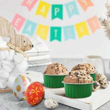 YOIYINI St. Patrick'S Day 50Pcs Mini Aluminum Foil Cupcake Baking Cups,5oz Cake Pans Disposable,Mini Loaf Pans With Lids,Disposable Ramekins,Tin Cups Containers For Cupcake,Pudding,Muffin(50, Green) - ColorD - 查看 7
