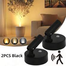 1pc/2PCS/4PCS Wireless Sensor Spotlight, 3-Color Adjustable LED Wall Light, Magnetic High-Efficiency Sensor Light, Battery Powered USB Rechargeable Wall Light, Suitable For Hallway, Bedroom, Painting, Art Exhibition And Plant Indoor Spotlight - Multicolor - View 12