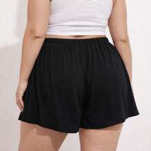 Women's Plus Size Comfortable Viscose/Lycra Knit Shorts - màu đen - Xem 3