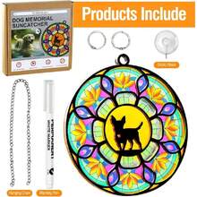 Dog Memorial Suncatcher - Regalos de condolencias para mascotas, Vidriera colgante, Regalos conmemorativos por la pérdida de un perro, Regalo de condolencia por pérdida de mascota 6.3 in*6.3 in,39826292 - Multicolor - Ver 6