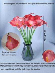 10支/4支人造马蹄莲花束，仿真花，适用于派对、花园、客厅、卧室、书桌、办公室装饰、春/冬装饰、圣诞节、中国新年、冬季装饰，人造花（粉色） - 粉色 - 查看 4