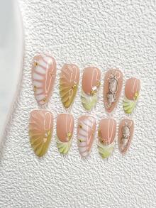 Bộ 10 miếng dán móng tay thủ công, phong cách đại dương lãng mạn, với tông màu nude và xanh lá cây cùng họa tiết giọt nước, sao biển vàng, vỏ sò và ngọc trai, được thiết kế dành cho phụ nữ và bé gái, có 3 kích cỡ để lựa chọn, phù hợp cho các bữa tiệc, lễ kỷ niệm và sử dụng hàng ngày. Bao gồm dụng cụ làm móng, một món quà lý tưởng cho phái nữ và bé gái. Dụng cụ làm móng - Nhiều màu - Xem 11