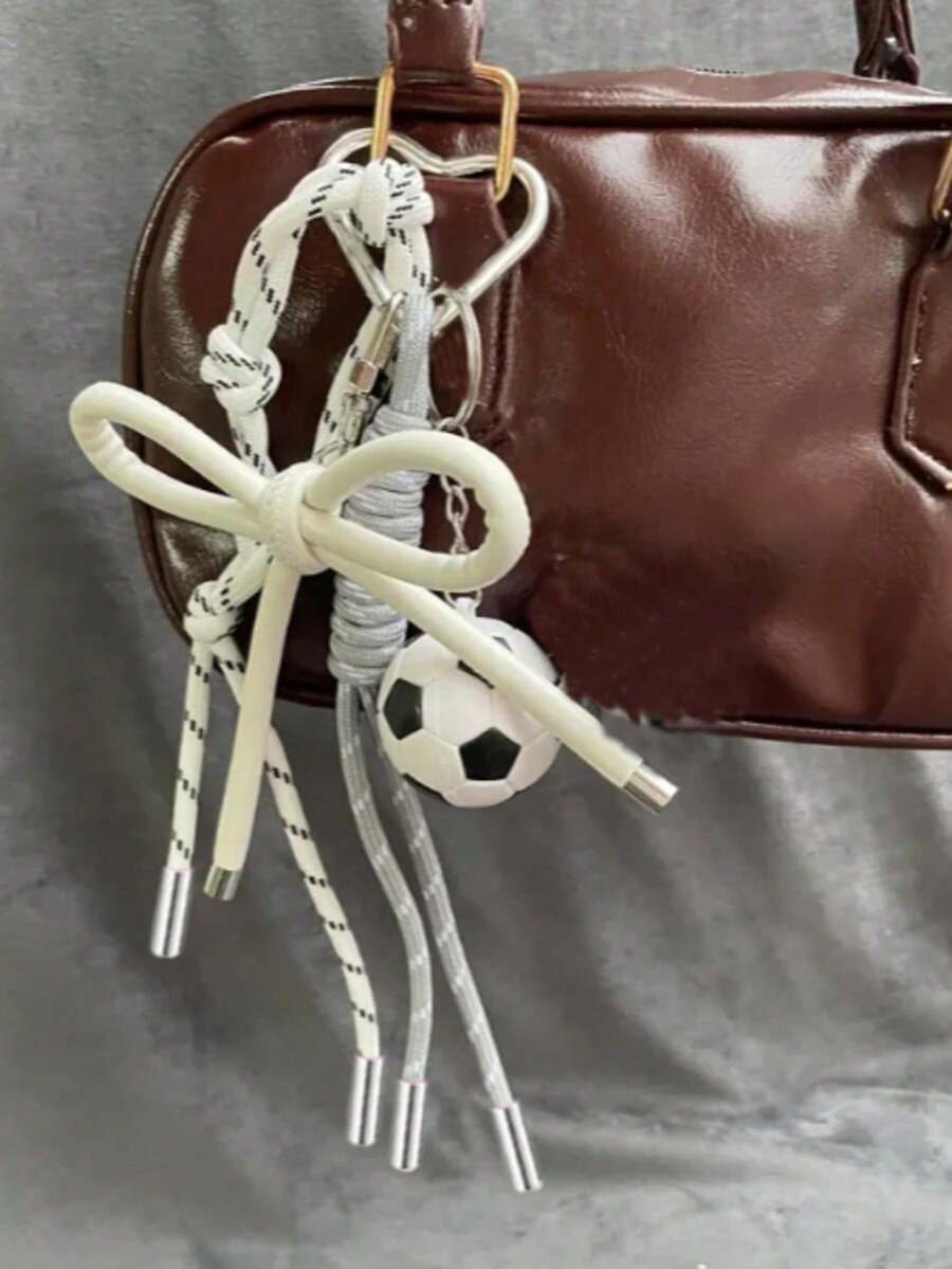 热门足球包挂饰、编织包挂饰、手提包钥匙扣、包包配饰、蝴蝶结编织包吊坠、背包吊坠、背包装饰、节日礼物 - 彩色 - 查看 1