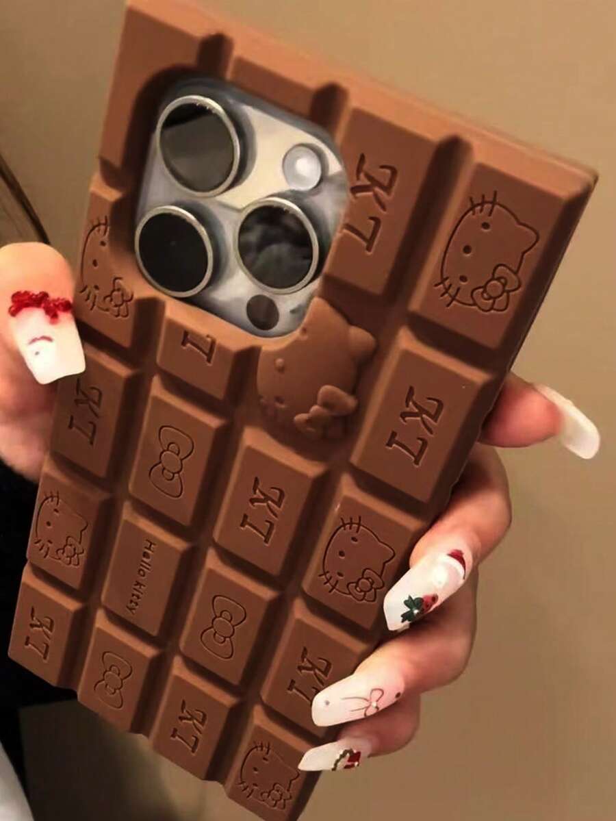 Sanrio 时尚创意Hello Kitty手机壳，三丽鸥动画，Kitty，KT，亲肤磁吸手机壳，兼容苹果17系列、11/12/12 Pro、13/14/15、13 Pro/14 Pro/15 Pro，防震保护壳，也适用于12 Pro Max/13 Pro Max/14 Pro Max/15 Pro Max、16、16 Pro、16 Pro Max，巧克力KT，情人节、开斋节、情侣款 - 棕色 - 查看 1