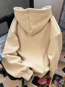 Cute Versatile Bow Pattern Women's Long Sleeve Pocket Casual Sweatshirt - Khaki - View 2