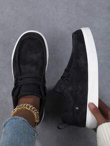 Sepatu Loafer Wanita Warna Polos, Sepatu Kasual Datar yang Nyaman, Mudah Dipakai, Cocok untuk Semua Musim - Hitam - View 2
