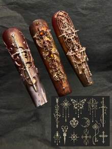 Baroque Vintage Floral Pattern French Window Flower Relief Nail Art Mold, DIY Nail Art Mold - Clear - View 7