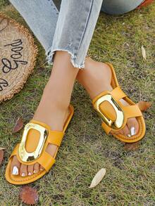 2026 Summer New Arrival Slip-On Sandals, Flat Sandals For Women - Yellow - View 5