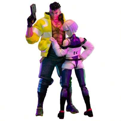 Jada Figura de acción a escala 1:12 - Cyberpunk Edgerunners David Martinez / Lucy de 6" - Altamente articulada y coleccionable con accesorios - Escultura detallada - Ideal como regalo de Navidad - Figuras y juguetes coleccionables - Edad 14+