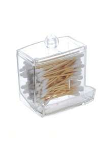 1pc Creative Mini Makeup Brush Holder Storage Box, Plastic Transparent Acrylic Covered Vanity Desk Organizer - Multicolor - View 1