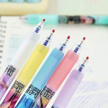 1/2/3/4/5/6支装 K-Pop 女巫狩猎主题蓝色签名笔，学生圆珠笔，可擦笔，书写笔，按压式蓝色笔，学生文具，书写工具，学生礼物，学习办公用品 - 彩色 - 查看 7