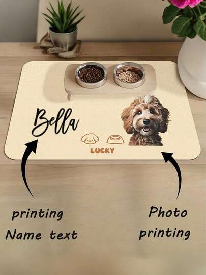 Customizable Quick-Drying Pet Feeding Mat, Can Print Pet Name, Waterproof Pet Food Mat, Personalized Dog Mat, Can Use Pet Photos And Names To Customize Dog Food Mat, Pet Food Mat, Cute Cat Mat, Dog Breed Mat, Pet Food Bowl Mat, Dog Bowl Mat, Cat Feeding Mat, Newborn Puppy Gift