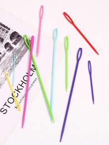 30件套随机颜色编织针套装，毛衣编织工具配件，3种长度彩色塑料缝纫工具套装，适合DIY缝纫 - 彩色 - 查看 3