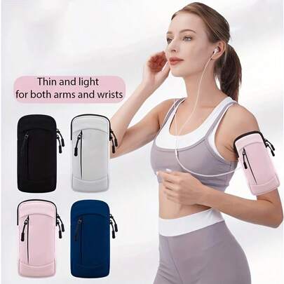 حقيبة معصم رفيعة متعددة الاستخدامات للركض والرياضة الخارجية، حقيبة ذراع للهاتف المحمول للرجال والنساء