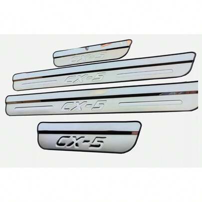 4pcs Door Sill Protector Strips, Stainless Steel Interior Trim Scuff Plate Covers For CX5 CX-5 (2016-2026 Models)