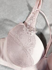 Women's Sexy Lingerie, Sexy French Lace Backless Bra, Comfortable Versatile Small Bust Push Up Underwire Bra - Apricot - View 10