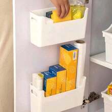 Hộp đựng đồ bên trong cánh cửa tủ bếp, gắn tường không cần khoan, bằng nhựa, thích hợp cho tủ bếp, phòng tắm và các không gian lưu trữ khác. - trắng - Xem 6