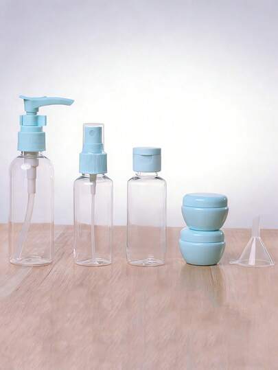 1 Set Of 6-Piece Travel Dispensing Bottle, Portable Travel Dispensing Bottle, Press-Type Plastic Dispensing Bottle, Empty Bottle Set, Cosmetic Plastic Bottle