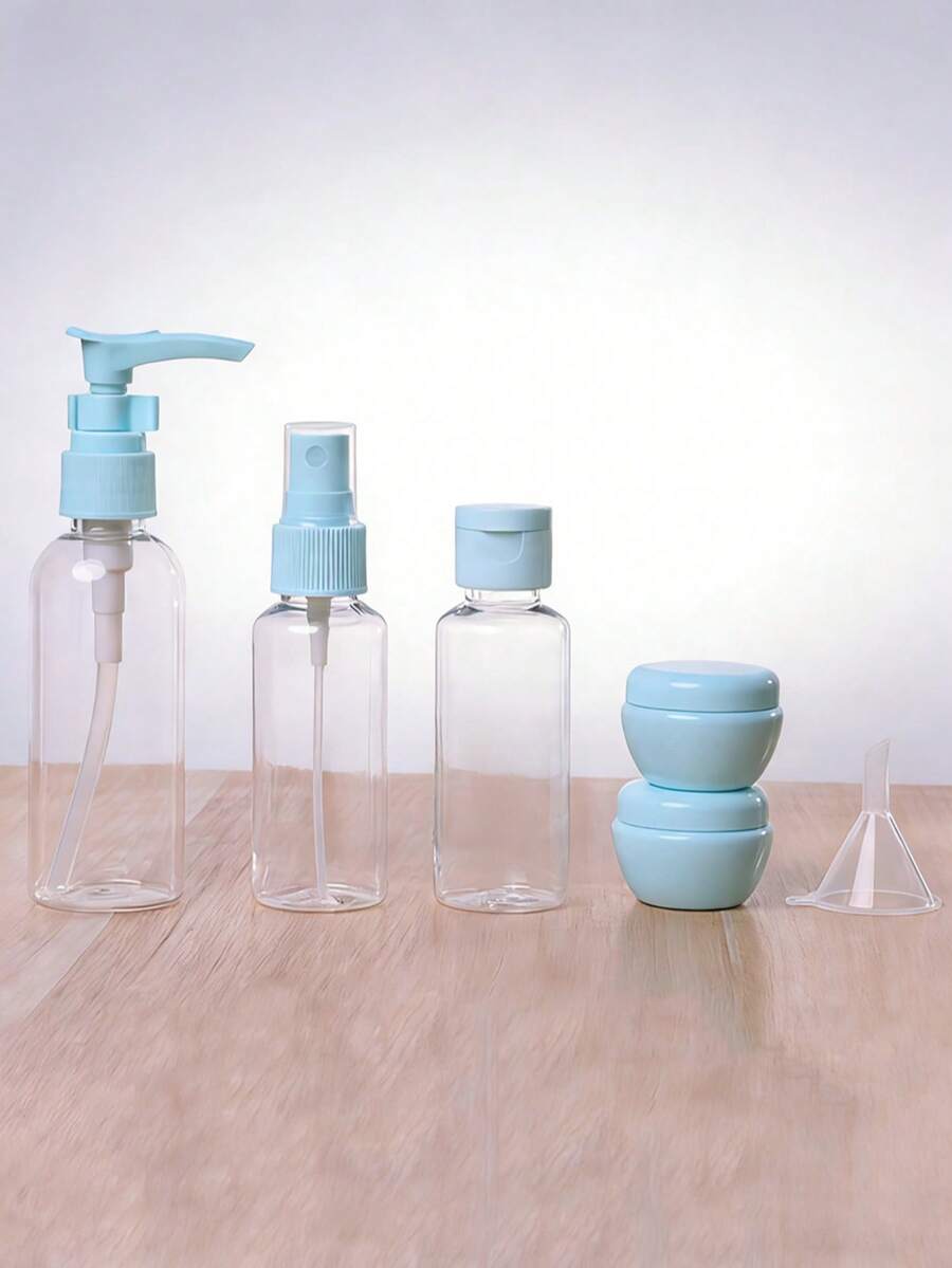 1 Set Of 6-Piece Travel Dispensing Bottle, Portable Travel Dispensing Bottle, Press-Type Plastic Dispensing Bottle, Empty Bottle Set, Cosmetic Plastic Bottle