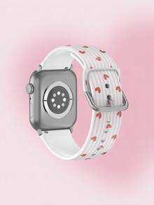 1 pezzo Cinturino per orologio in silicone morbido ed elastico, a righe rosa e bianche con cuore rosso, compatibile con smartwatch , Garmin, Honor, misure 38mm, 40mm, 41mm, 45mm, 44mm, 42mm, 46mm, 49mm, di stile casual e alla moda, disponibile in più colori, compatibile con Apple Watch Ultra SE/11/10/9/8/7/6/5/4/3/2/1 - Multicolore - Visualizzare 2