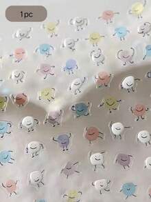 1 pieza Lindo adhesivo de arte de uñas 3D en relieve con personaje de gominola, calcomanías de uñas impermeables, accesorios de uñas, suministros de uñas, pegatinas de uñas - Multicolor - Ver 2