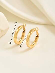 1 Pair Minimalist Fashion Creative Niche Geometric Hollow Hoop Earrings, Suitable For Daily Wear