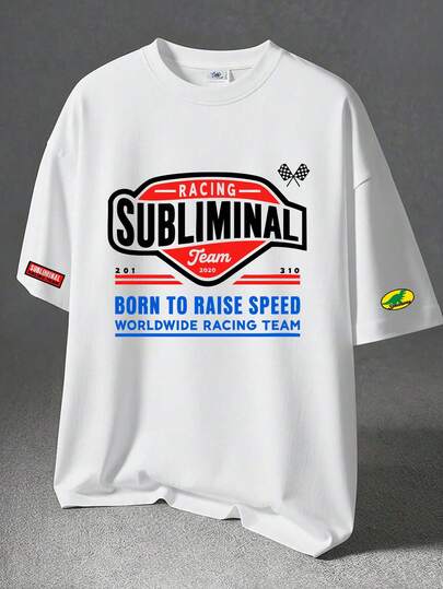 Herren Lässig bedrucktes T-Shirt mit Rundhalsausschnitt und Kurzarm, Große Größen, Sommer