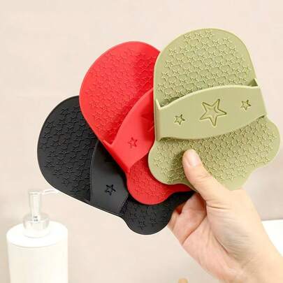 1个硅胶背部磨砂去角质刷，便携式淋浴磨砂垫，男女通用