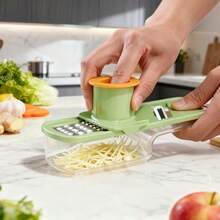 1pc 3-In-1 Mini Garlic Press & Vegetable Slicer/Shredder - Heavy Duty Multi-Function Chopper, Easy Clean Blades & Container, Suitable For Kitchen, Compact Design For Garlic, Ginger, Carrot, Potato, Onion - Multicolor - View 2