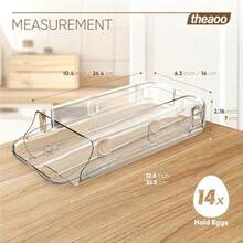 theaoo Organizador de huevos para refrigerador, contenedor de huevos enrollable automtico para refrigerador, dispensador de huevos de plstico transparente, organizador de huevos apilable con bandeja - claro+paquete de 1 - Ver 4