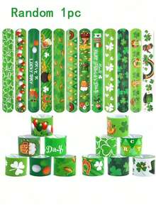 24 Stücke St. Patricks Day Slap Armbänder, grüne Kleeblatt Hut Bier Slap Bänder irische Klee Armbänder Snap Armbänder für Jungen Mädchen Frauen, St. Patricks Party Zubehör, St. Patricks Day Dekorationen, für irisches Festival St. Paddys Day Party Dekorationen, Glücksklee, großer Umzug, Party, St. Patricks Day Feier Veranstaltung - Verschiedenfarbig - Übersicht 7