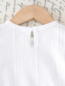 两件套女婴优雅可爱白色短袖上衣+玫瑰红裙子套装，轻薄夏季 - 玫紅色 - 查看 7