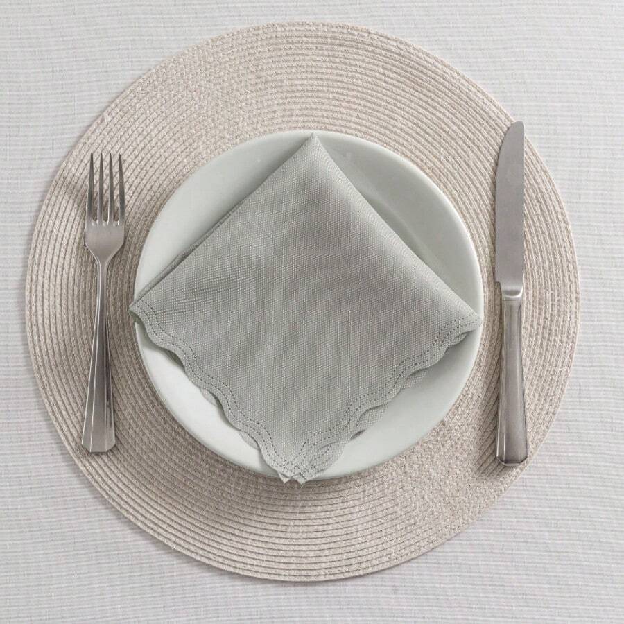 Fabric Napkin Set Of 50 Oxford Laser Finish - 銀灰 - 查看 1