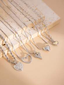 5件套波西米亚风镂空心形扭链项链，优雅时尚休闲风，适合婚礼、派对、度假、街头风、情侣约会、女士节日生日等场合，百搭珠宝礼品。 - 項鍊 - 查看 11