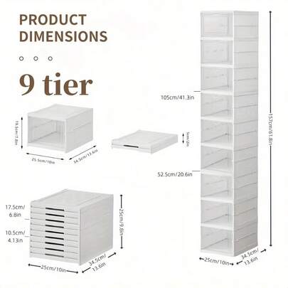 Stapelbare Schuhaufbewahrung mit sechs Ebenen, staubdichten Türen und robustem Kunststoff für Stiefel und weitere Schuhe. (nur zum Kochen)