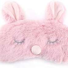 Qkiss 5 Colores Cute Animal Mscara de Ojo Antifaz para Dormir Christmas Deer Winter Cubierta de Sombra de Ojos y Cmoda(Conejo Rosa) - como se muestra en la figura - Ver 2