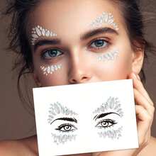 1sheet Night Light Face Gem Stickers, Acrylic Gems Stickers, Self-Adhesive Rhinestone Sticker For Party, Club,Halloween, Festival Face Decorations - Multicolor - View 4